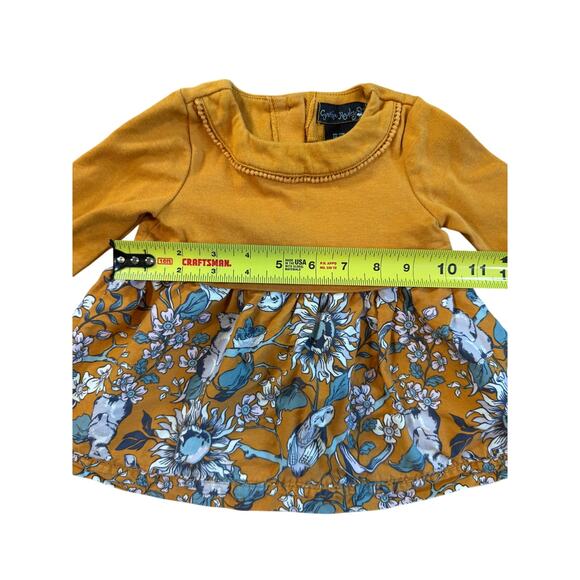 Cynthia Rowley Fall Floral Peplum Top Girls 12 Months Mustard Yellow Woodland - Picture 4 of 6